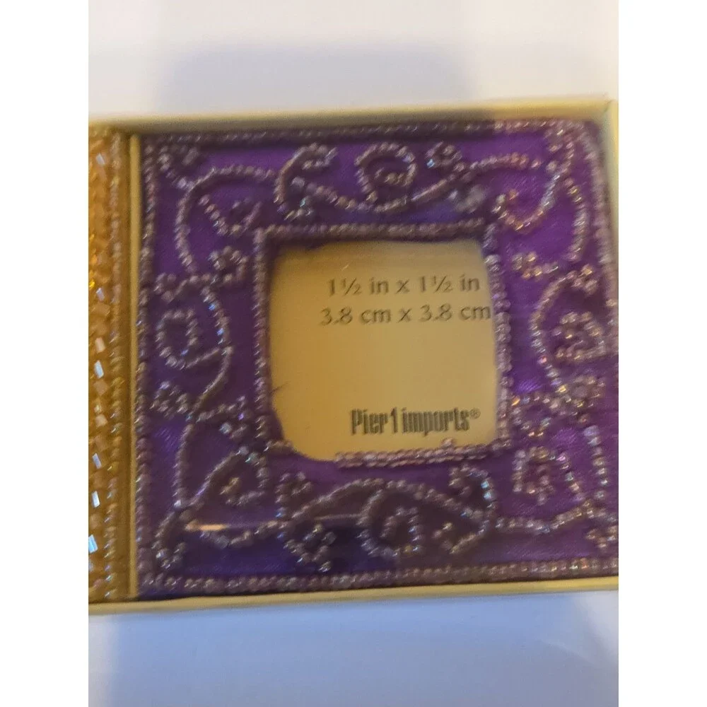 Pier One Imports 90s Y2K Set Of 3 Fabric Beaded Mini Photo Frames  3x3” each